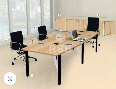 โต๊ะประชุม HYBRIDA สำหรับ Hybrid Meeting 6–10 ที่นั่ง พร้อมระบบปลั๊กไฟในตัว